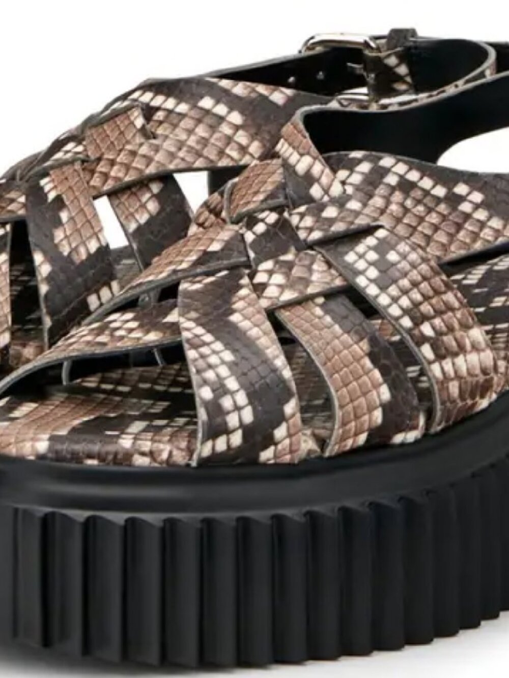 AGL Violante Platform Slingback Sandals 9.5 (39.5), Fog/Nero, NEW NEW without bo